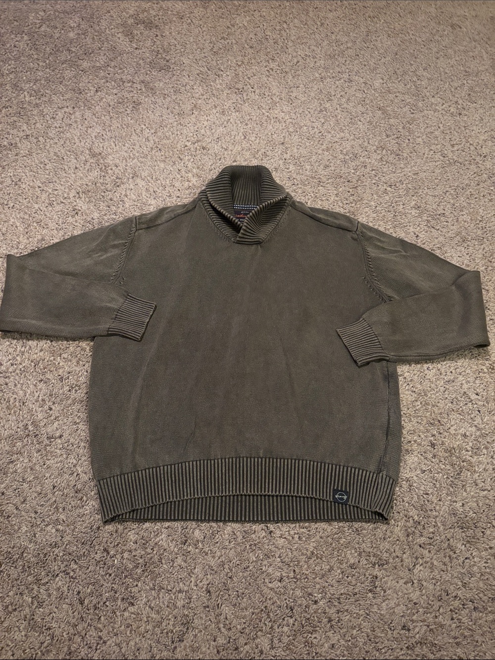 Men's Weatherproof Olive Shawl Collar Sweater XXL